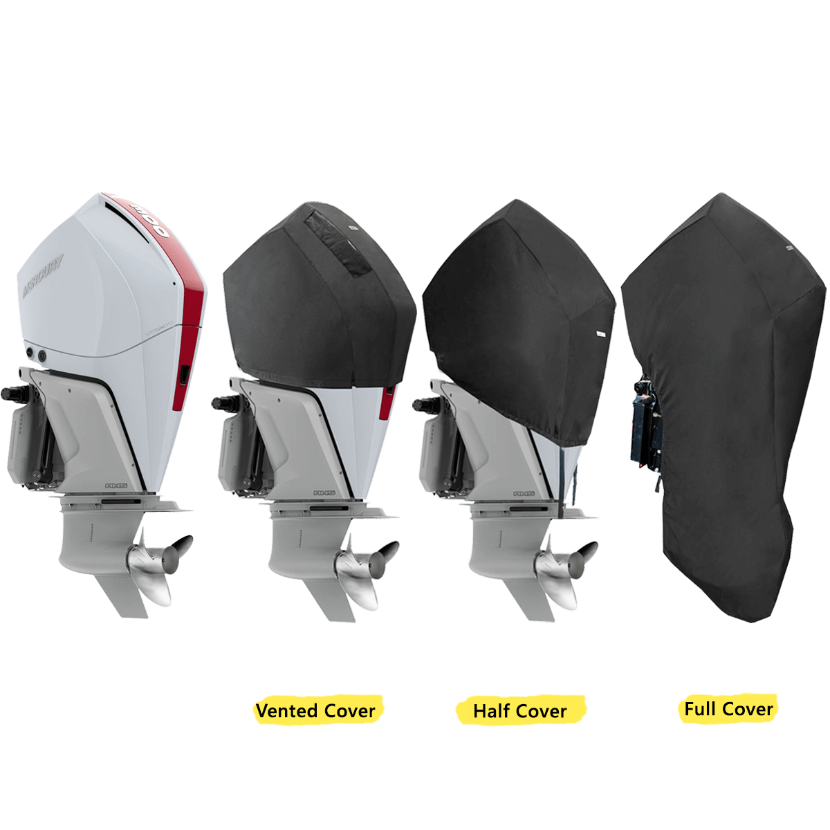 250HP, 300HP, 200-300 PRO XS (4STR V8 4.6L) YEAR 2018> Mercury Outboard Covers - Cover Systems
